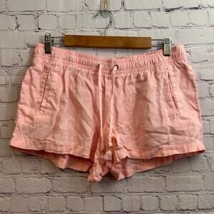 Lilly Pulitzer Linen Pull On Shorts Baby Pink Women's Large Drawstring Waist